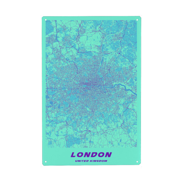 Holzbild "Stadtplan von London" artboxONE - Städte / London,Kartografie