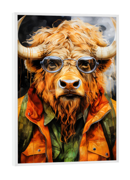 Poster mit weißem Rahmen "Büffeltierkunst A" artboxONE - Tiere - Büffel,Kuh,Tier,Tiere,Grafik,Illustration