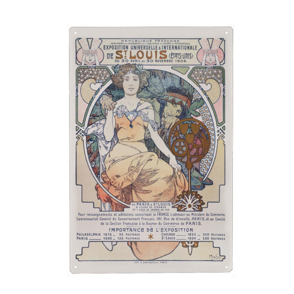 Metall Poster "Mucha - Exposition St. Louis" artboxONE - Floral,Menschen,Fashion