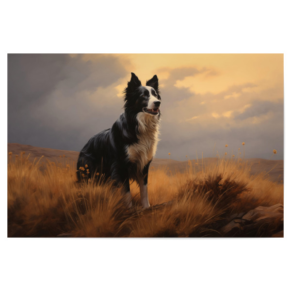 Poster 30x20 cm "Border Collie bei Sonnenuntergang" artboxONE - Natur,Tiere