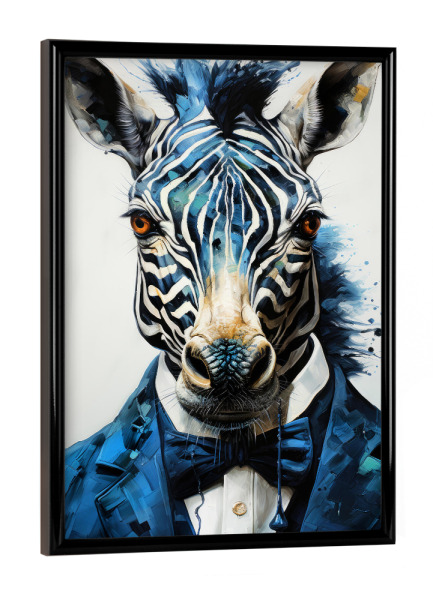 Poster mit schwarzem Rahmen "Zebra-Aquarellkunst A" artboxONE - Tiere - Zebra,Wildpferd,Tier,Aquarell,Malerei