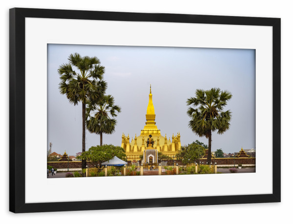 Poster mit Rahmen schwarz "Pha That Luang in Vientiane, Laos" artboxONE - Architektur,Reise / Asien - Vientiane,Laos,Asien,Pha that luang,Tempel,Stupa