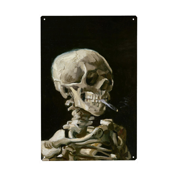 Holzbild "Van Gogh - Schädel mit Zigarette" artboxONE - Menschen,Für Papa,Lustig