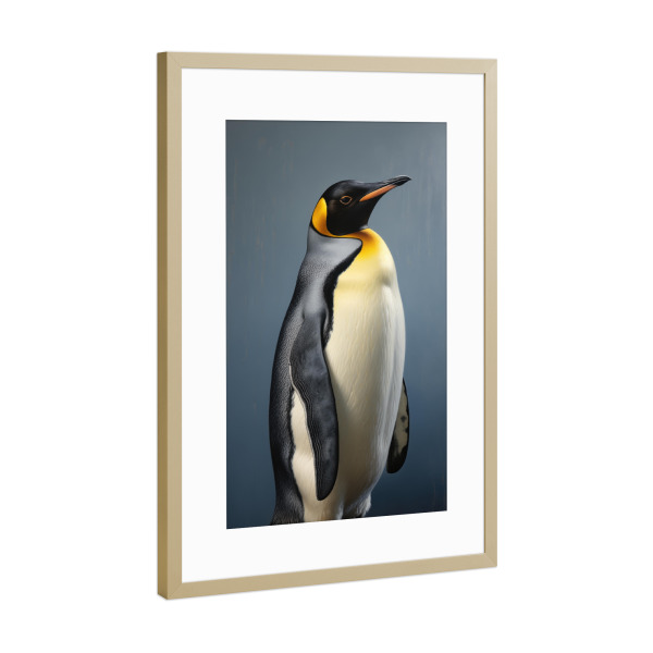 Poster mit Rahmen Gold "Kaiserpinguin-Porträt" artboxONE - Natur,Tiere