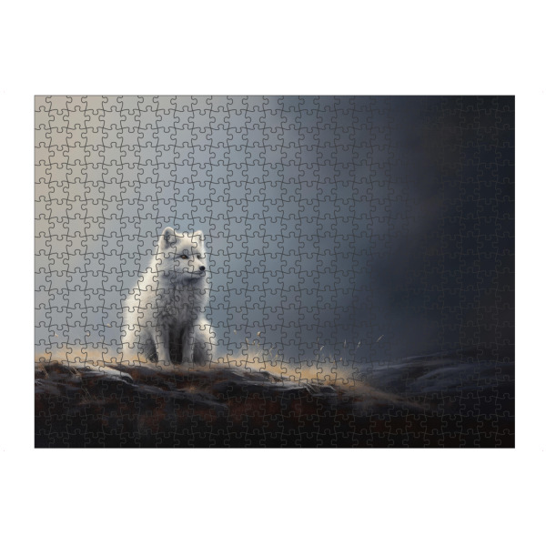 artboxONE Puzzle "Polarfuchs auf Grau" artboxONE - Natur,Tiere