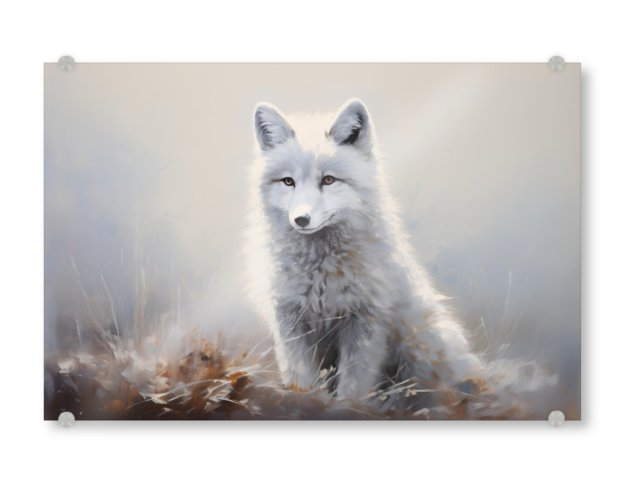 Acrylglasbild "Polarfuchs-Porträt" artboxONE - Natur,Tiere - Tier,Polarfuchs,Kunst,Niedlich,Natur,öl,Farbe,Gemälde,Porträt,Wild,Tierwelt