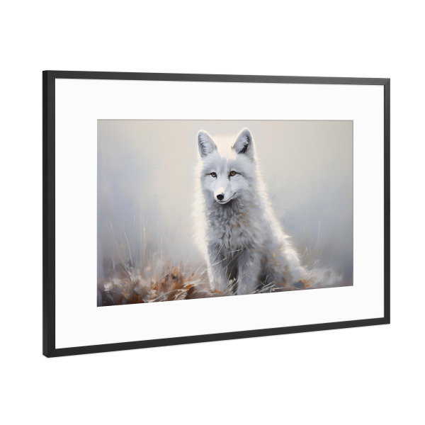 Poster mit Rahmen Schwarz (Metallic) "Polarfuchs-Porträt" artboxONE - Natur,Tiere