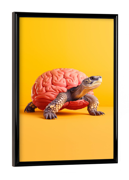 Poster mit schwarzem Rahmen "Langsames Gehirn" artboxONE - Natur,Tiere,Lustig