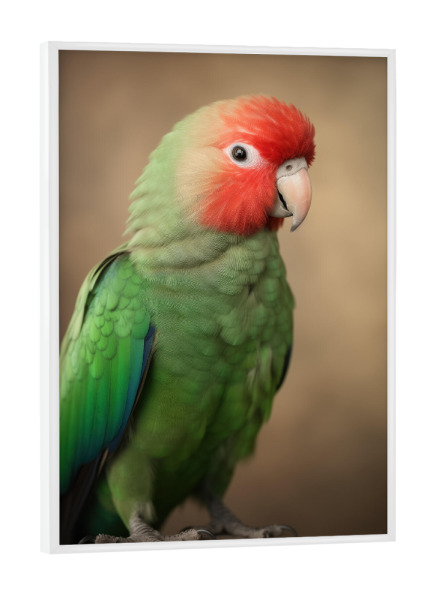 Poster mit weißem Rahmen "Eclectus-Papagei" artboxONE - Tiere - Tier,Vogel,Hübsch,Eklektuspapagei,Glücklich,Papagei,Porträt,Lächelnd,Studio