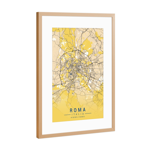 Poster mit Rahmen Kupfer "Rom CityPlan" artboxONE - Städte / Rom,Kartografie