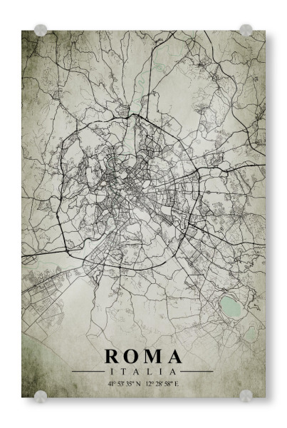Acrylglasbild "Rom Vintage CityMap" artboxONE - Städte / Rom,Kartografie