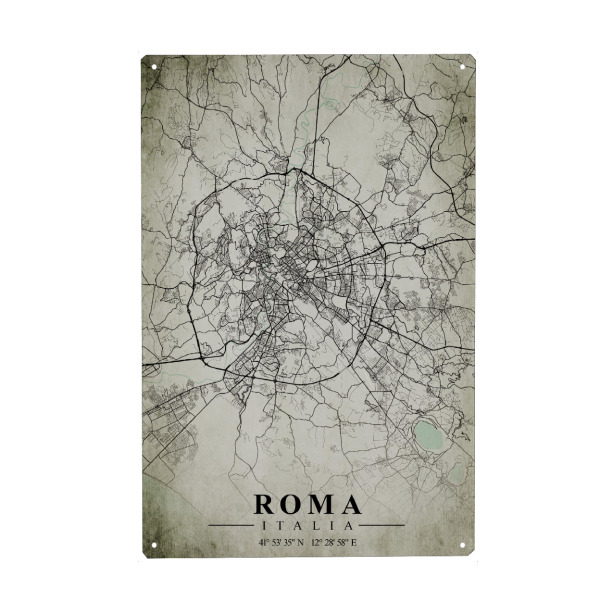 Metall Poster "Rom Vintage CityMap" artboxONE - Städte / Rom,Kartografie