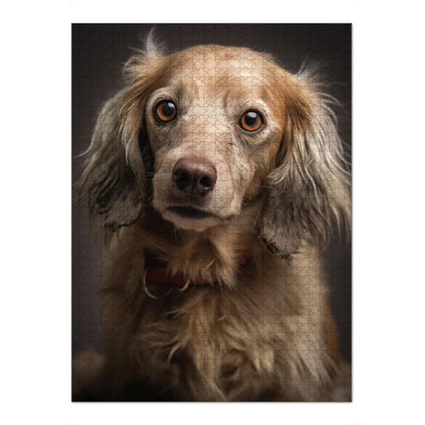 Puzzle Ravensburger "Niedliches Dackelporträt" artboxONE - Tiere - Tier,Bokeh,Niedlich,Dackel,Hund,Glücklich,Fotografie,Porträt,Lächelnd - Bild tier