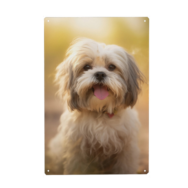 Holzbild "Glücklicher Shih Tzu" artboxONE - Tiere - Tier,Bokeh,Niedlich,Hund,Glücklich,Fotografie,Porträt,Shih tzu,Lächelnd,Weiß