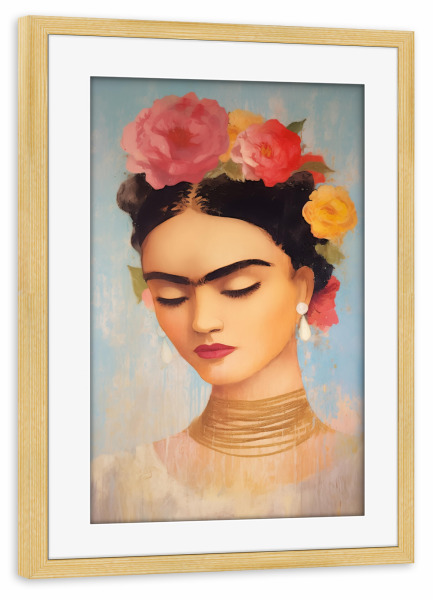Poster mit Rahmen kiefer "Frida's dream" artboxONE - Floral,Menschen,Fashion