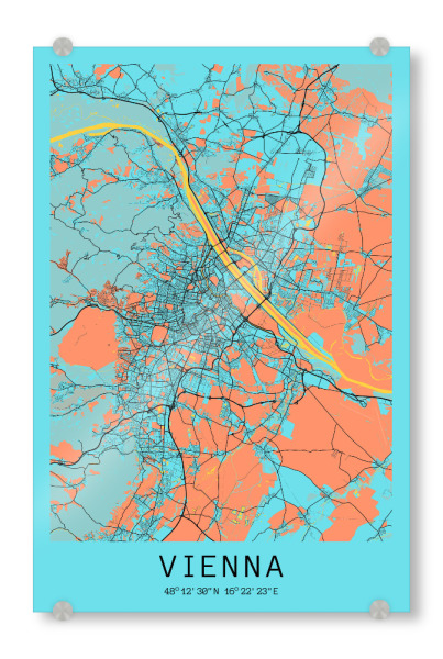 Acrylglasbild "Wiener City Map" artboxONE - Städte / Wien,Kartografie