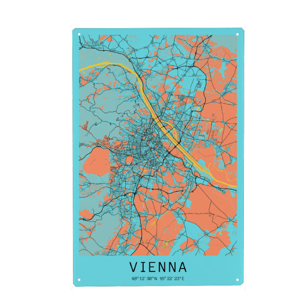Metall Poster "Wiener City Map" artboxONE - Städte / Wien,Kartografie