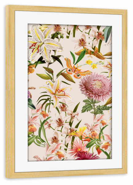 Poster mit Rahmen kiefer "Orchideen" artboxONE - Natur,Floral,Abstrakt - Farbe,Blumen,Blume,Natur,Botanische,Botanische,Orchidee