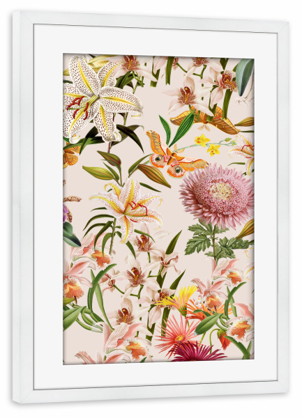 Poster mit Rahmen weiß "Orchideen" artboxONE - Natur,Floral,Abstrakt - Farbe,Blumen,Blume,Natur,Botanische,Botanische,Orchidee