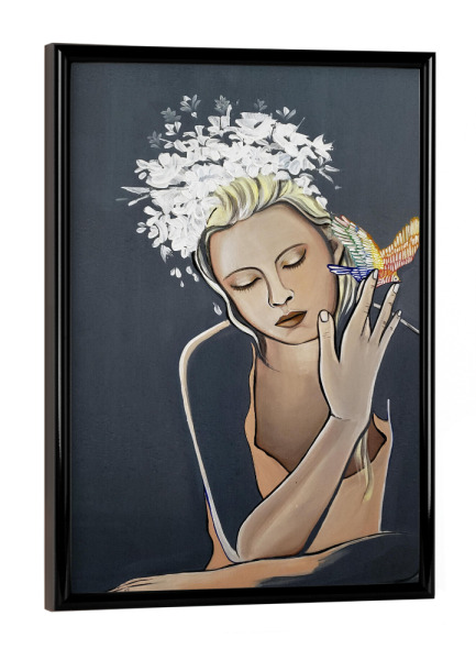 Poster mit schwarzem Rahmen "Naturverbindung" artboxONE - Natur,Floral,Menschen - Verbindung mit der natur,Natur,Malerei,Frau,Positivität