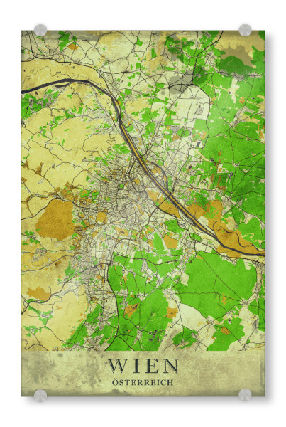Acrylglasbild "Wien Vintage City Map" artboxONE - Städte / Wien,Kartografie