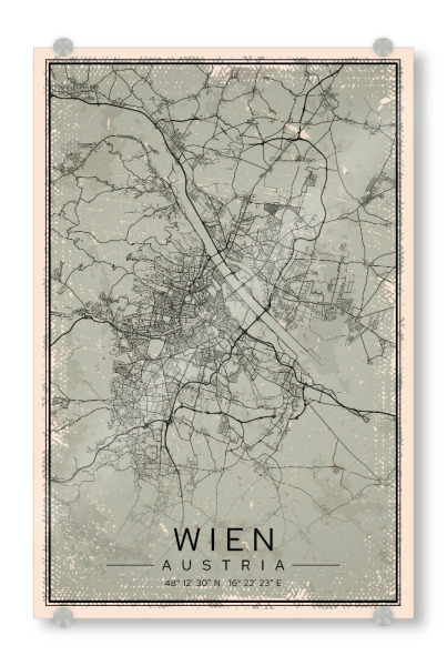 Acrylglasbild "Wiener Vintage City Karte" artboxONE - Städte / Wien,Kartografie
