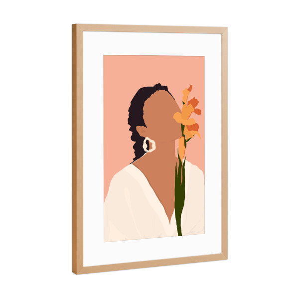 Poster mit Rahmen Kupfer "Inbrunst" artboxONE - Floral,Menschen