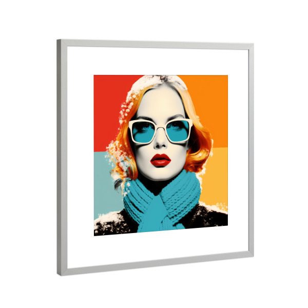 Poster mit Rahmen Silber "BLAUER SCHAL SCHNEEFLOCKE" artboxONE - Abstrakt,Menschen,Liebe,Für Mama