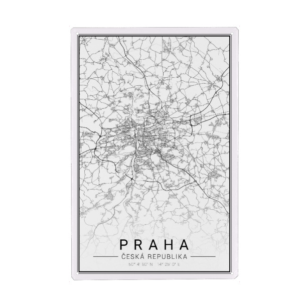 Metall Poster "City Map Prag" artboxONE - Schwarzweiß,Städte / Prag,Kartografie