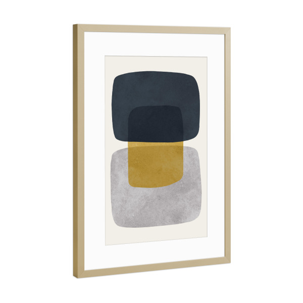 Poster mit Rahmen Gold "Expressionistische Formen B" artboxONE - Abstrakt,Geometrie
