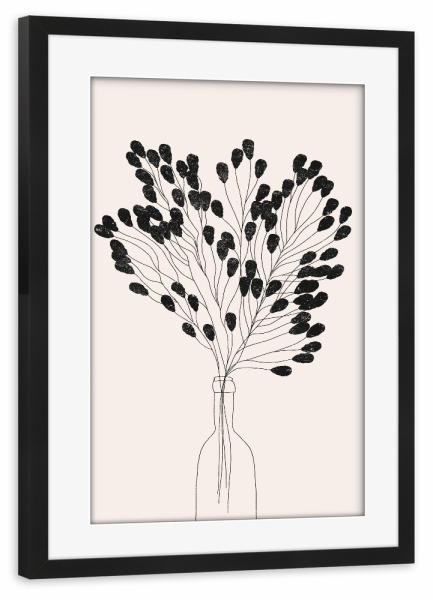 Poster mit Rahmen schwarz "In eine Flasche pflanzen" artboxONE - Abstrakt