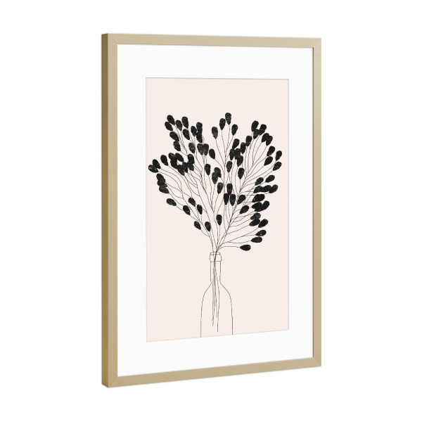 Poster mit Rahmen Gold "In eine Flasche pflanzen" artboxONE - Abstrakt