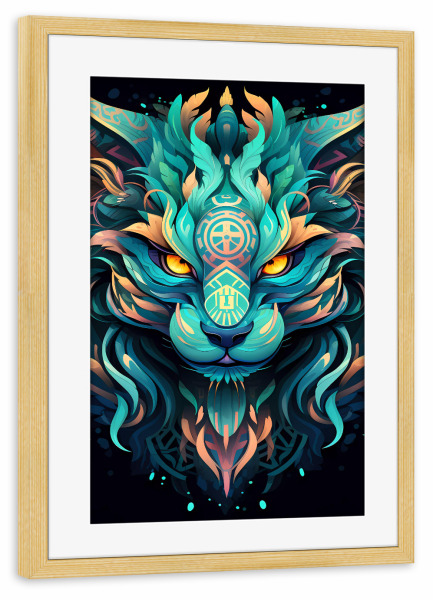 Poster mit Rahmen kiefer "Mandala - Mystisch - Esmeralda" artboxONE - Tiere,Abstrakt,Fiktion