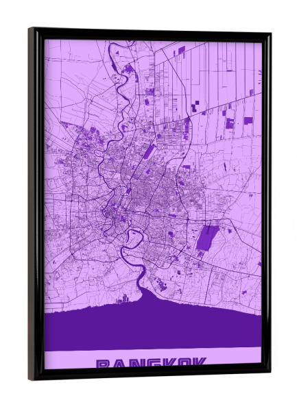 Poster mit schwarzem Rahmen "Bangkok City Plan" artboxONE - Städte / Weitere,Kartografie