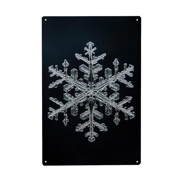 Metall Poster "Schneeflocken-Makro" artboxONE - Natur,Abstrakt - Schwarz,Detail,Flocke,Eis,Makro,Natur,Fotografie,Schnee,Schneeflocke - Blechschild