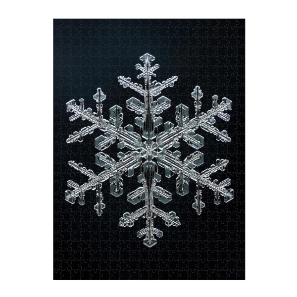 Puzzle Ravensburger "Schneeflocken-Makro" artboxONE - Natur,Abstrakt - Schwarz,Detail,Flocke,Eis,Makro,Natur,Fotografie,Schnee,Schneeflocke