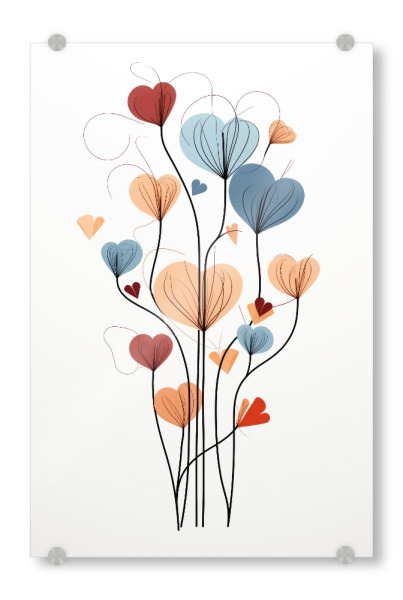 Acrylglasbild "Zarte Blumen auf Weiß" artboxONE - Floral,Abstrakt,Liebe