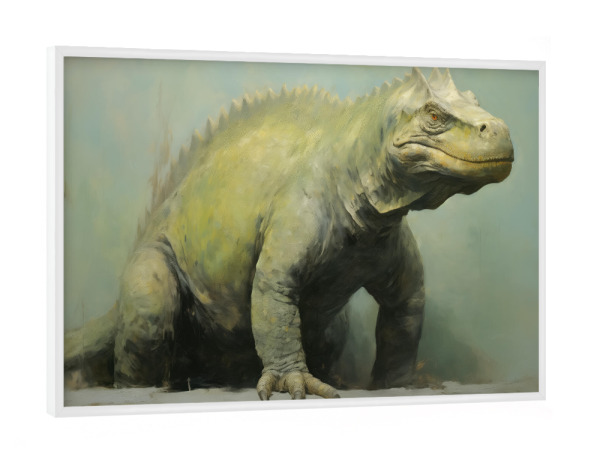 Poster mit weißem Rahmen "Iguanodon" artboxONE - Natur,Tiere - Kunst,Groß,Leinwand,Dino,Dinosaurier,Iguanodon,öl,Farbe,Gemälde,Rex