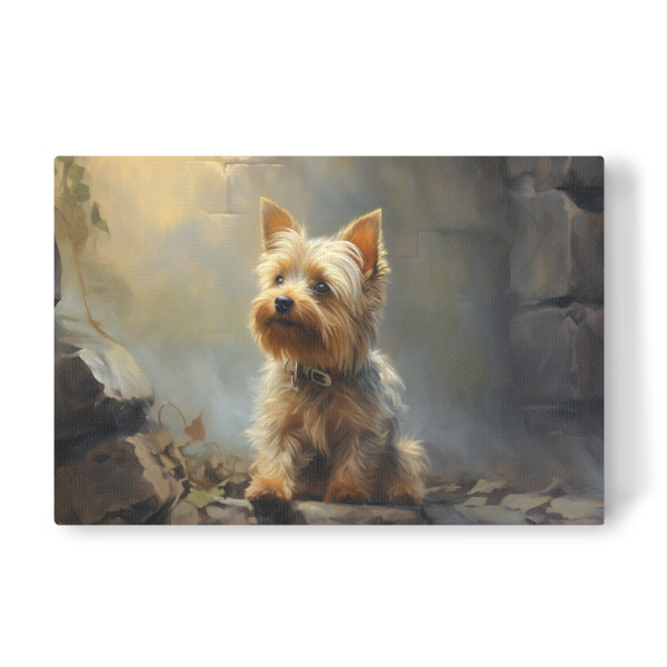 Leinwandbild "Niedlicher Terrier an einer Wand" artboxONE - Natur,Tiere