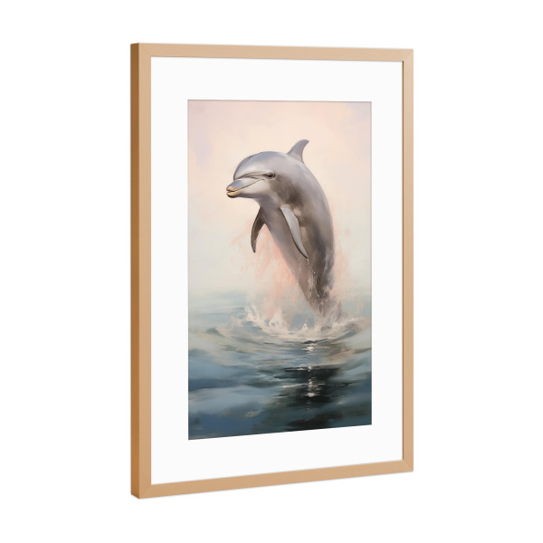 Poster mit Rahmen Kupfer "Springender Delphin" artboxONE - Natur,Tiere