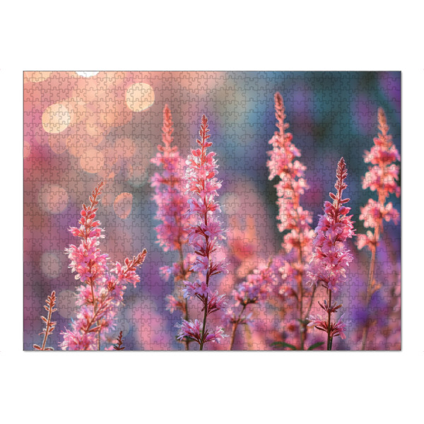 Puzzle Ravensburger "Foto von Ping-Frühlingsblumen" artboxONE - Natur,Floral - Bokeh,Feld,Blume,Blumen,Wiese,Natur,Rosa,Frühling,Sonnenuntergang