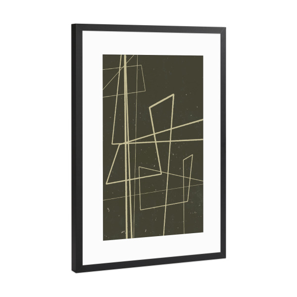Poster mit Rahmen Schwarz (Metallic) "Angular Lines Seventh" artboxONE - Abstrakt,Geometrie - Geometrie,Abstrakt,Linie,Linien,Schicht,Simpel,Grün