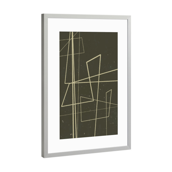 Poster mit Rahmen Silber "Angular Lines Seventh" artboxONE - Abstrakt,Geometrie - Geometrie,Abstrakt,Linie,Linien,Schicht,Simpel,Grün