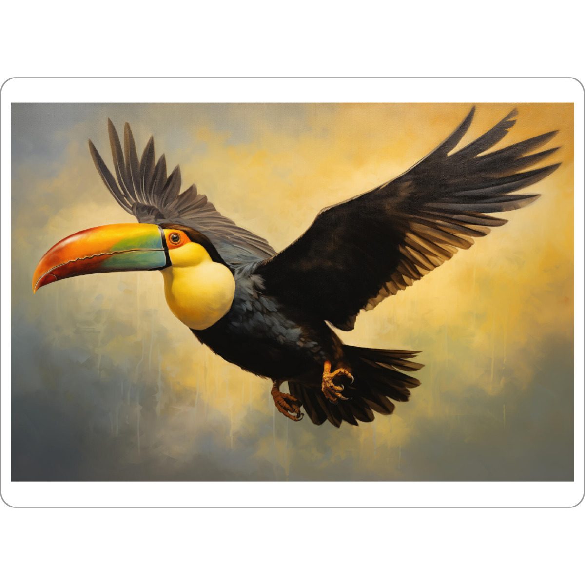 Tischset "Fliegender Tukan" artboxONE - Natur,Tiere - Tier,Kunst,Vogel,Leinwand,Fliegen,Natur,öl,Farbe,Gemälde,Porträt,Tukan,Wild,Tierwelt,Flügel