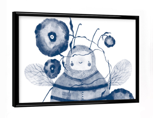 Poster mit schwarzem Rahmen "Voglhuber - Blaue Biene" artboxONE - Natur,Für Kinder,Tiere