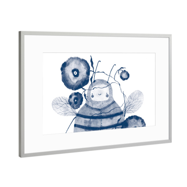 Poster mit Rahmen Silber "Voglhuber - Blaue Biene" artboxONE - Natur,Für Kinder,Tiere