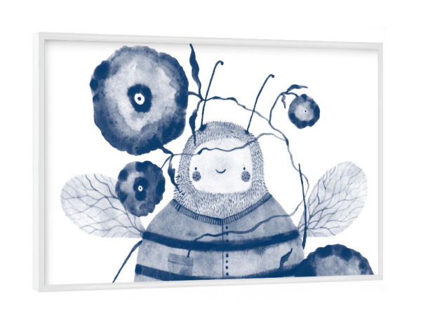 Poster mit weißem Rahmen "Voglhuber - Blaue Biene" artboxONE - Natur,Für Kinder,Tiere