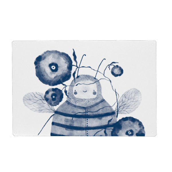 Metall Poster "Voglhuber - Blaue Biene" artboxONE - Natur,Für Kinder,Tiere