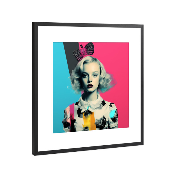 Poster mit Rahmen Schwarz (Metallic) "ALICE POPART FRAU" artboxONE - Für Kinder,Abstrakt,Fashion,Für Mama