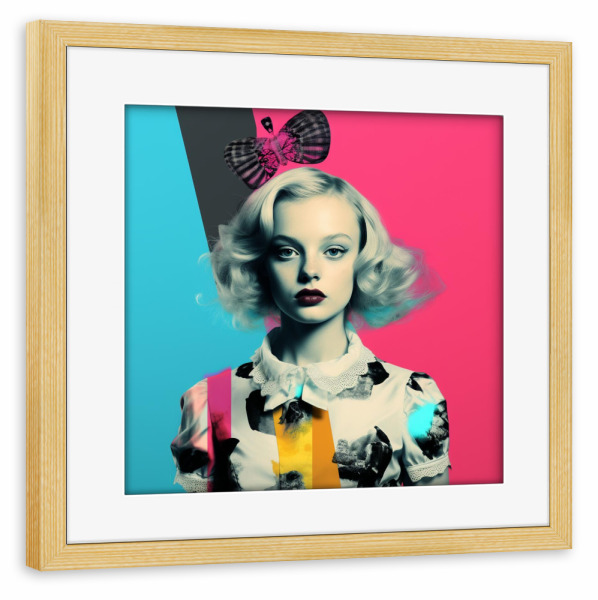 Poster mit Rahmen kiefer "ALICE POPART FRAU" artboxONE - Für Kinder,Abstrakt,Fashion,Für Mama